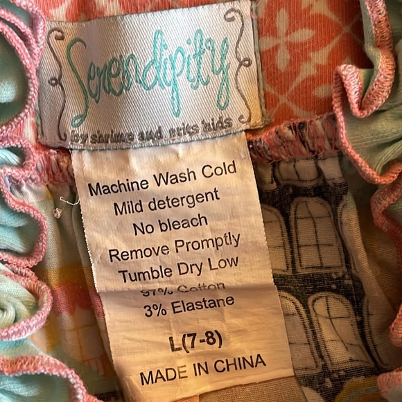 Serendipity girls Pinafore  SZ  7-8 ruffles multi colored print
Polkadots - Picture 3 of 6